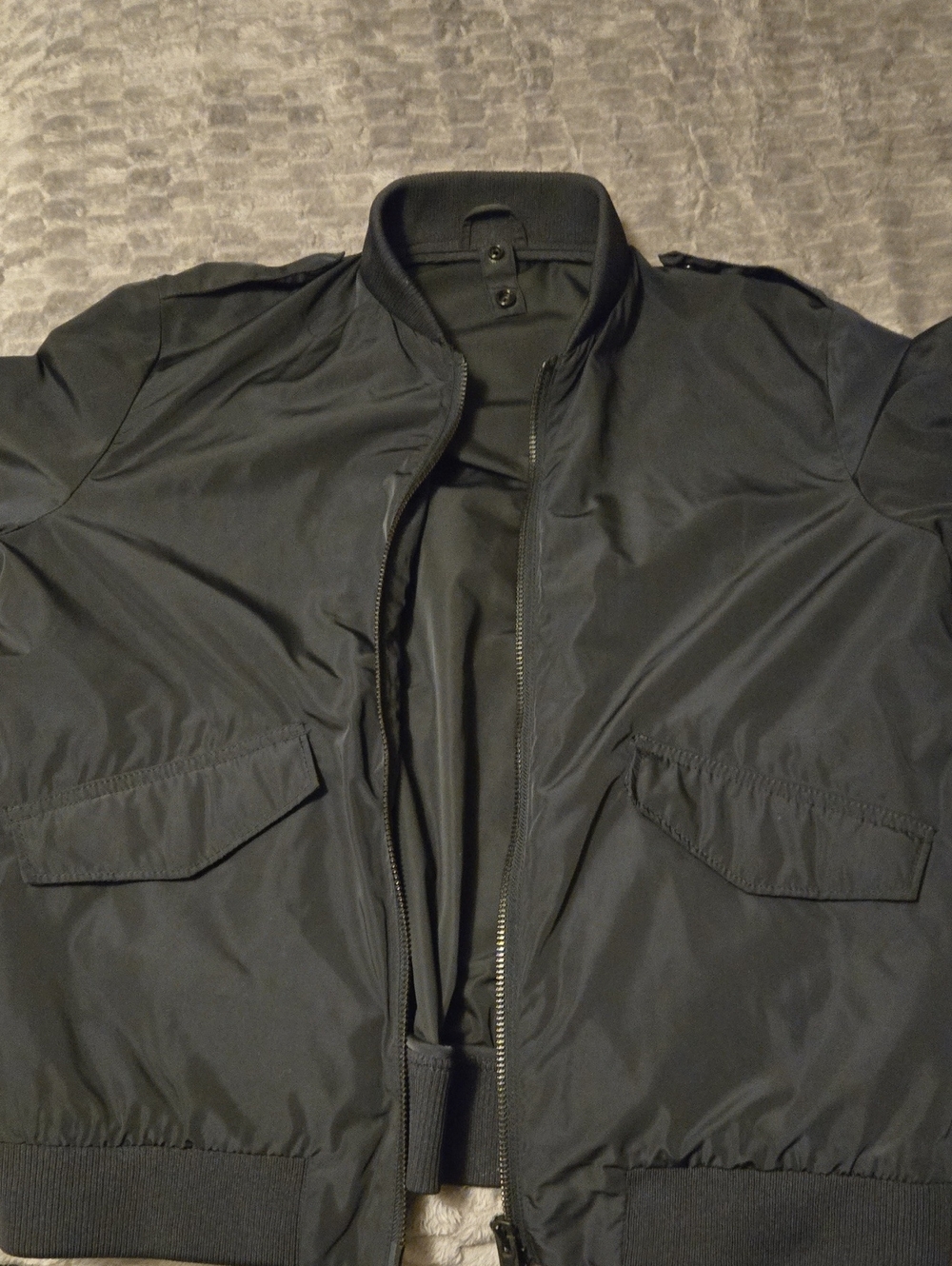 Zadig & Voltaire Women's Bomber Jacket Black / Dark Navy Satin Utility Zip-Up